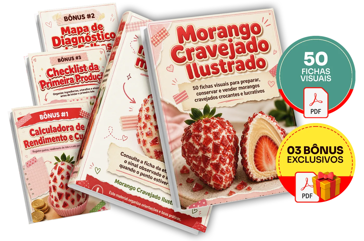 Morango Cravejado Ilustrado — material principal e os bônus